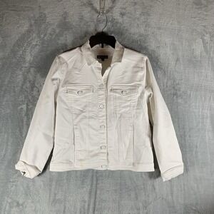 Democracy Women's Jean Jacket S White Western Rodeo Light Stretch Material